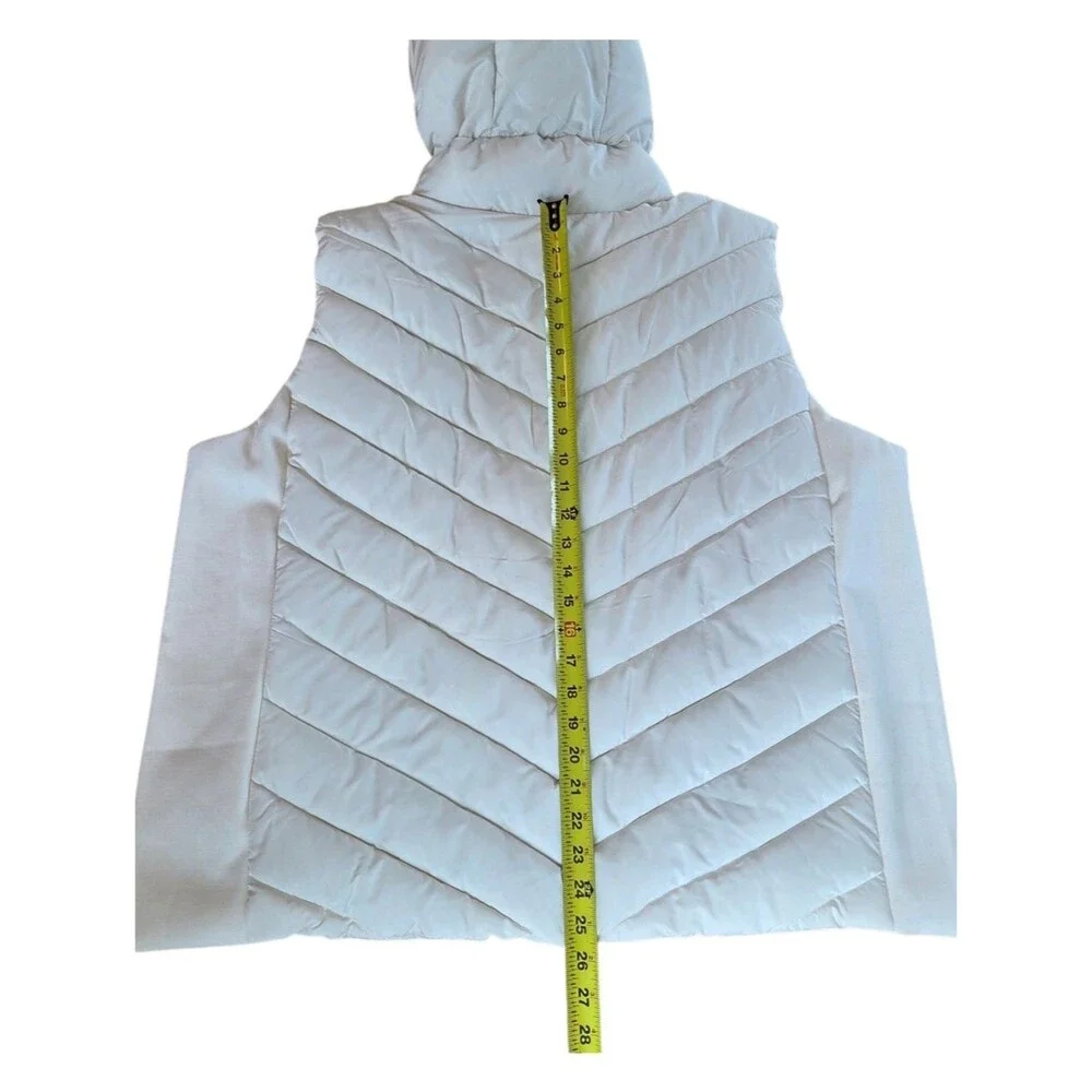 Ivory Chevron Puffer Vest Hooded Tahari Woman 3X NWOT Winter Classic